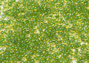 Бисер Чехия круглый 10/0 50г 81012  прозрачный желтый с морской волны прокрасом блестящий (желто-зеленый)